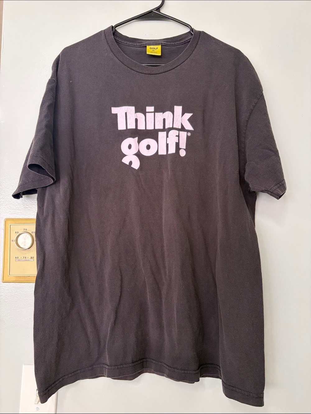 Golf Wang Black Tee with Pink "Think Golf!" Graphic